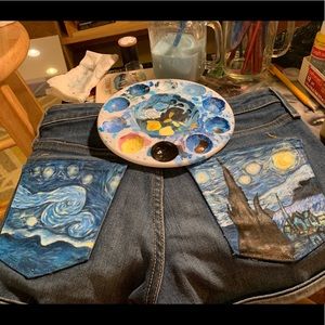 Hand Painted “Starry Night” Van Gogh Shorts
